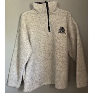 Mens Ireland Sweater Fleece Shirt Large Pullover 1/4 ZIP Cream Logo